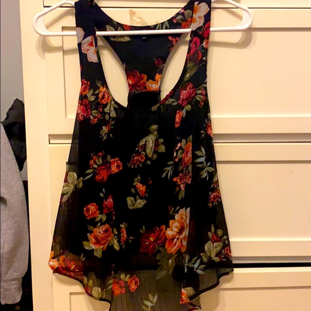 Crop floral tank top